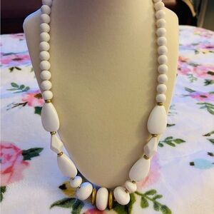 White gold beaded necklace